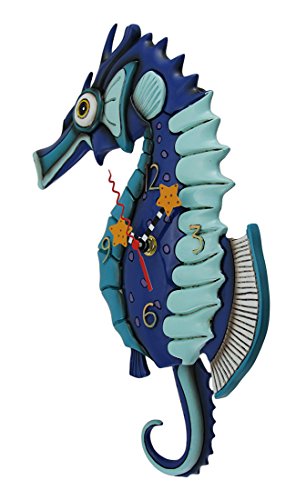 Allen Designs Salty Seahorse Blue Pendulum Wall Clock
