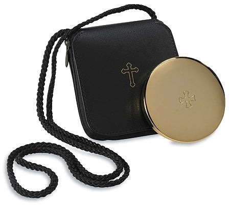 Gold Finish Pyx with Leather Burse