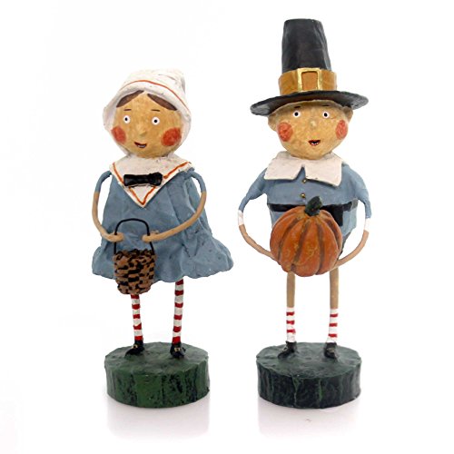 Lori Mitchell Tom & Goodie, 5.5", Polyresin, Thanksgiving Pilgrims, Holiday Figurines, 20696