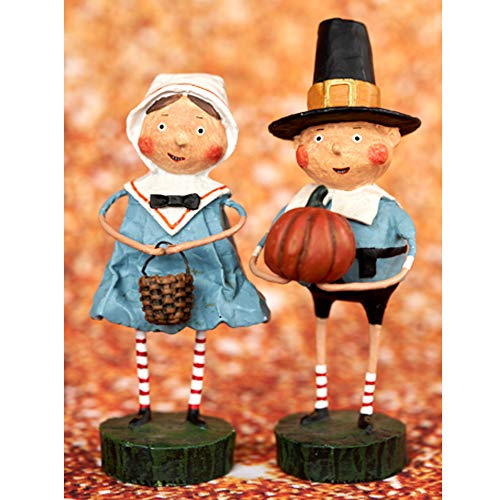 Lori Mitchell Tom & Goodie, 5.5", Polyresin, Thanksgiving Pilgrims, Holiday Figurines, 20696