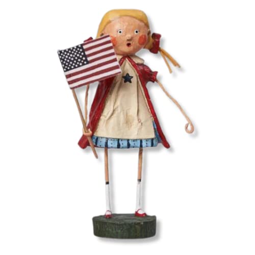 Stars Stripes and Sprinkles & Gloria Figurine Set of 2 - Patriotic, Hand-Painted, Resin, 7 inches in Height, 4th of July Décor by Artist Lori Mitchell