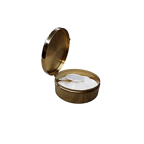 Christian Brands Brass IHS Hospital Communion Pyx, Religious Church Goods, 3 14 Inch, Gold