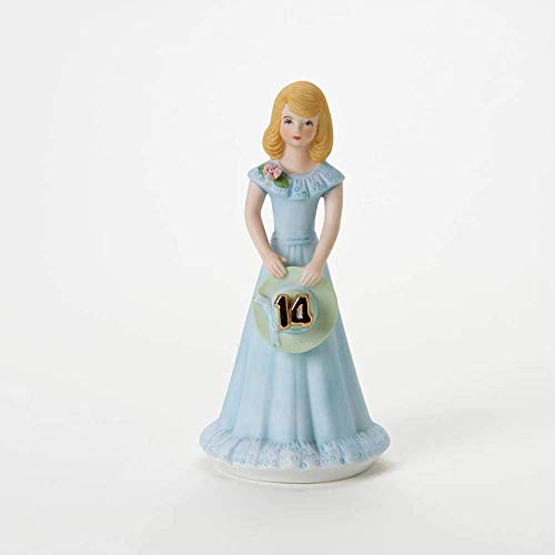 Enesco Growing Up Girls “Blonde Age 14” Porcelain Figurine, 6.5”, Blue