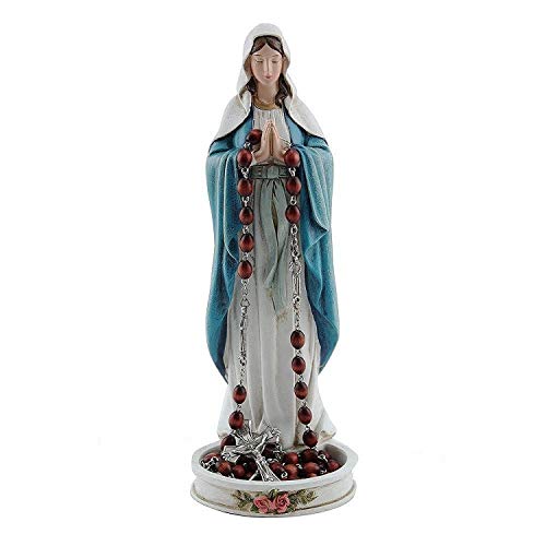 CB Praying Our Lady of Grace The Virgin Mary Rosary Holder Statue Figurine, 8 Inch