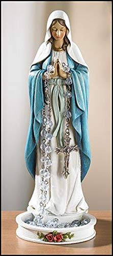 CB Praying Our Lady of Grace The Virgin Mary Rosary Holder Statue Figurine, 8 Inch