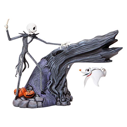 Enesco Grand Jester Studios LEVITATION Nightmare Before Christmas Jack Skellington and Zero LED Lit Statue Figurine, 8.25 Inch, Multicolor