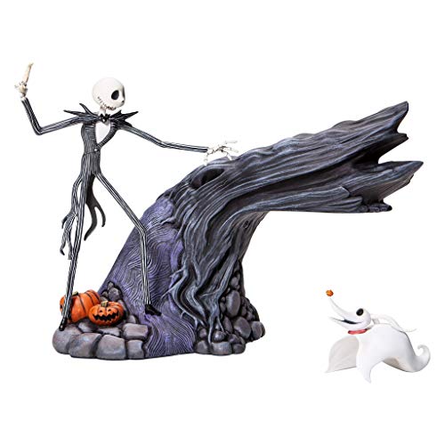 Enesco Grand Jester Studios LEVITATION Nightmare Before Christmas Jack Skellington and Zero LED Lit Statue Figurine, 8.25 Inch, Multicolor