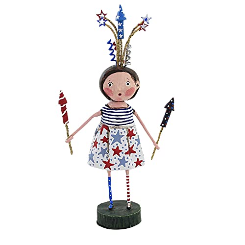 Lori Mitchell Putting On A Show, 8.5'', Polyresin, Stars Stripes July Fourth, Collectible Figurines, 14485, Blue