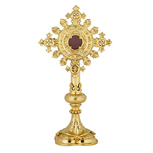 Autom Religious Ornate Brass Monstrance Reliquary Box, 13 Inch