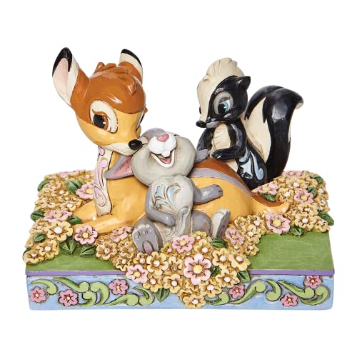 Enesco Disney Traditions by Jim Shore Bambi and Friends in Flowers Figurine, 4 Inch, Multicolor