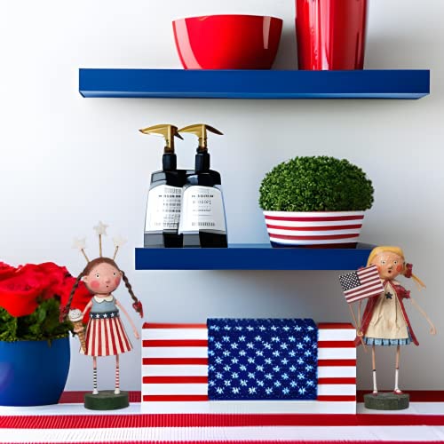 Stars Stripes and Sprinkles & Gloria Figurine Set of 2 - Patriotic, Hand-Painted, Resin, 7 inches in Height, 4th of July Décor by Artist Lori Mitchell